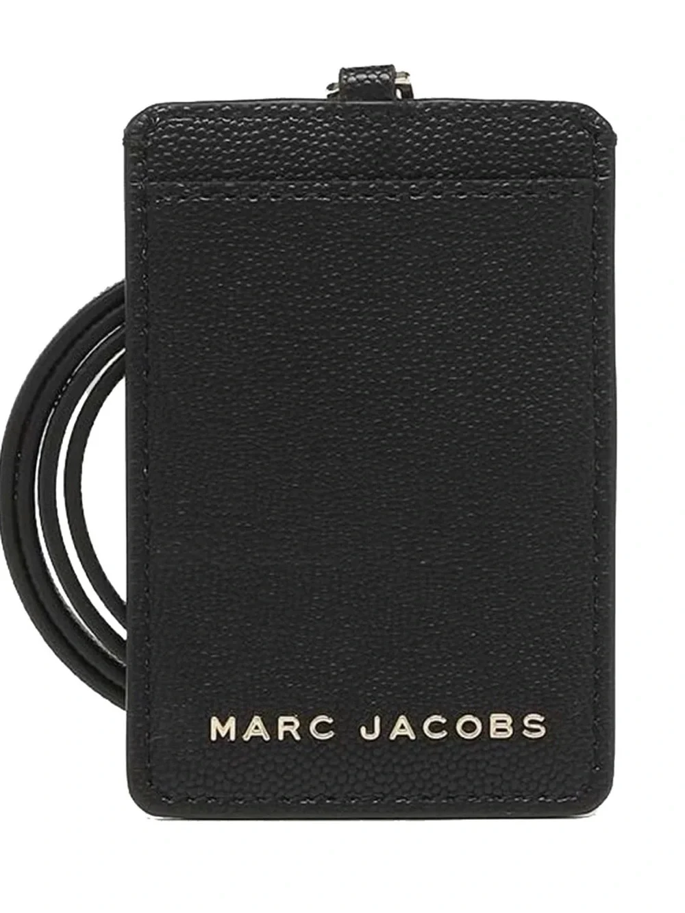 Marc Jacobs Black Pebbled Leather Card ID Holder with Lanyard